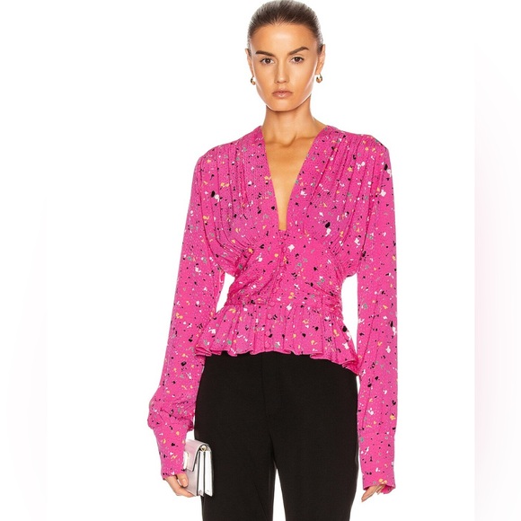ROTATE Tops - ROTATE BIRGER CHRISTENSEN
Tracy Paint Splash-print Blouse In Pink